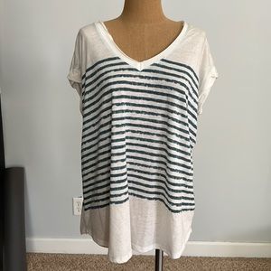 Free people green and white striped oversized t shirt